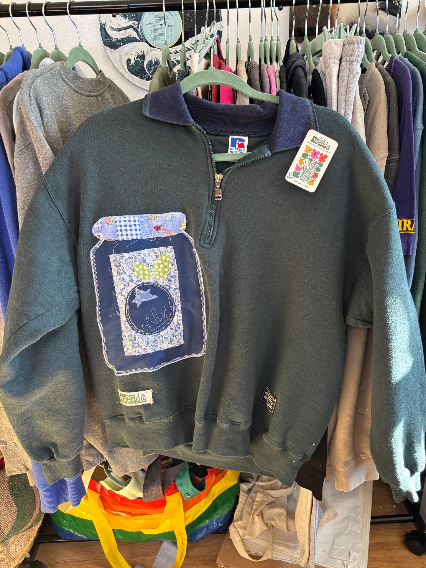 blueberry jam 1/4 zip (unisex l)