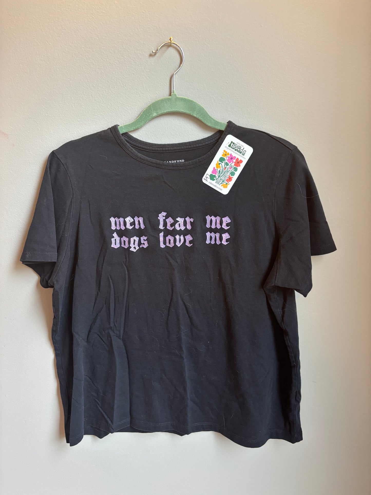 men fear me dogs love me tee (women’s petite l)
