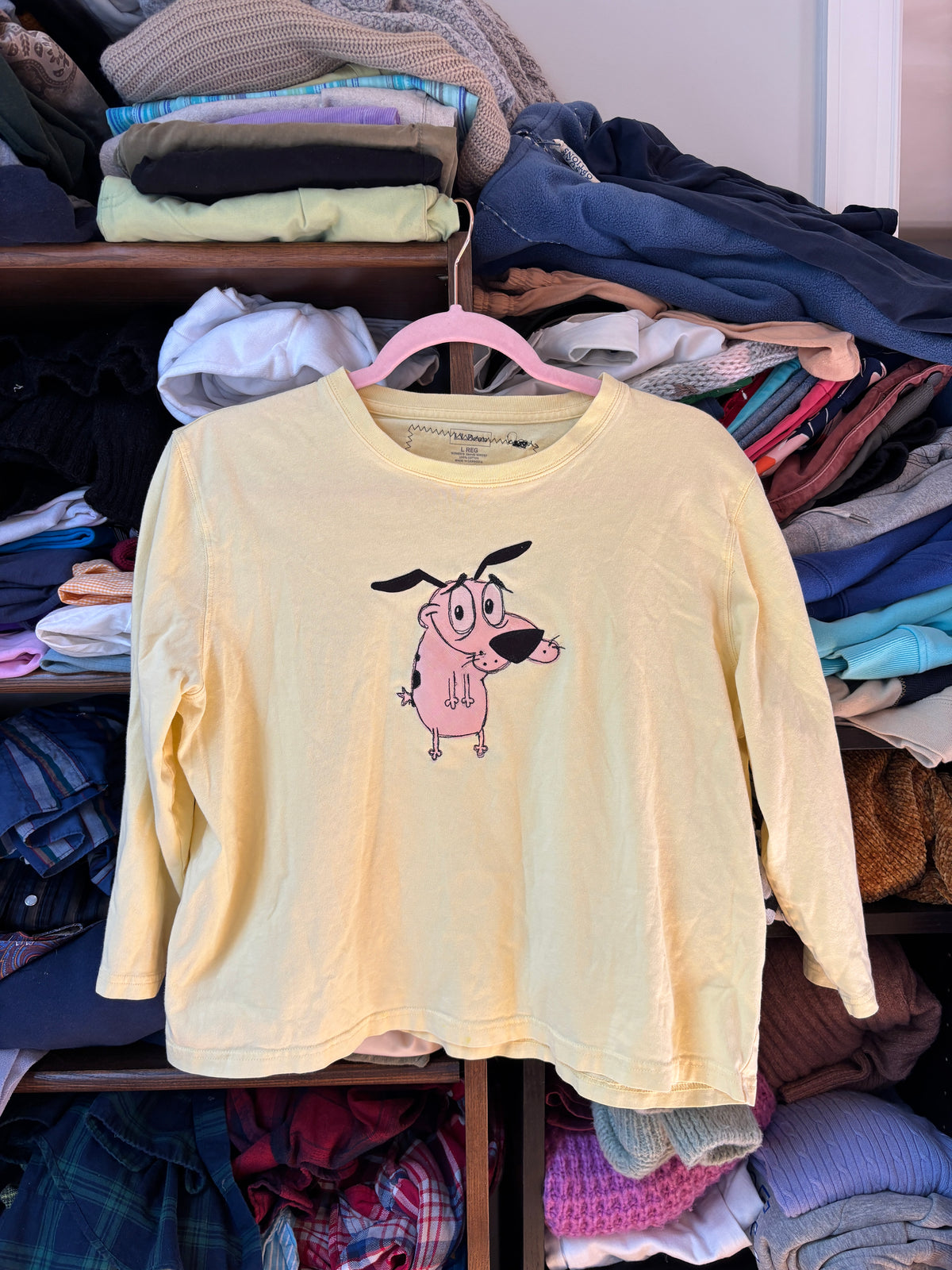 courage the cowardly dog 3/4 sleeve (women’s large)