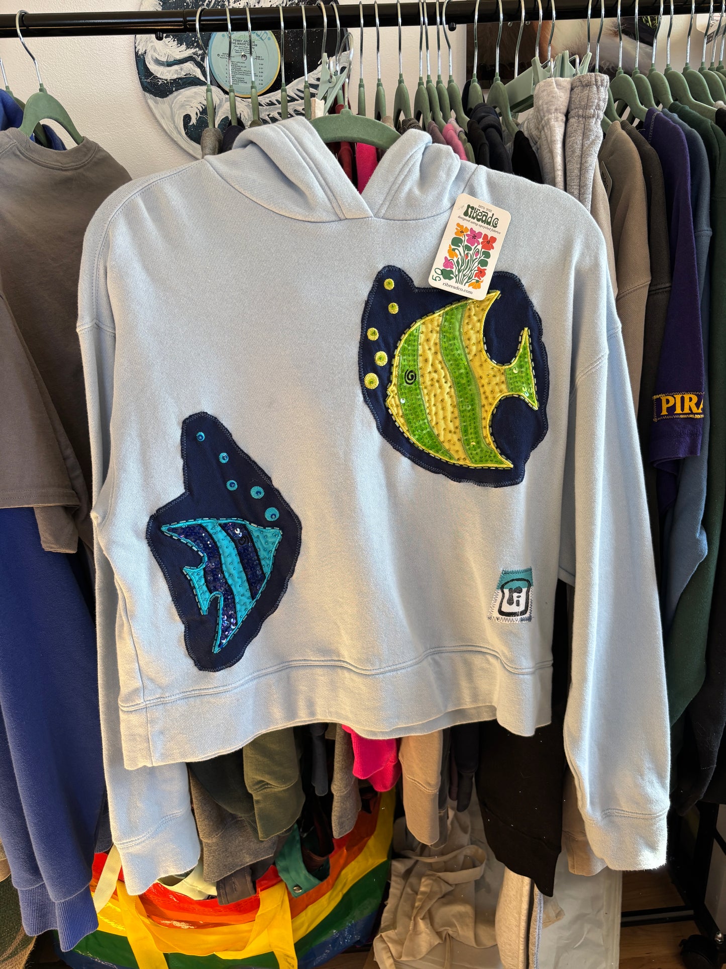 beaded fishy cropped hoodie (women’s small tall)