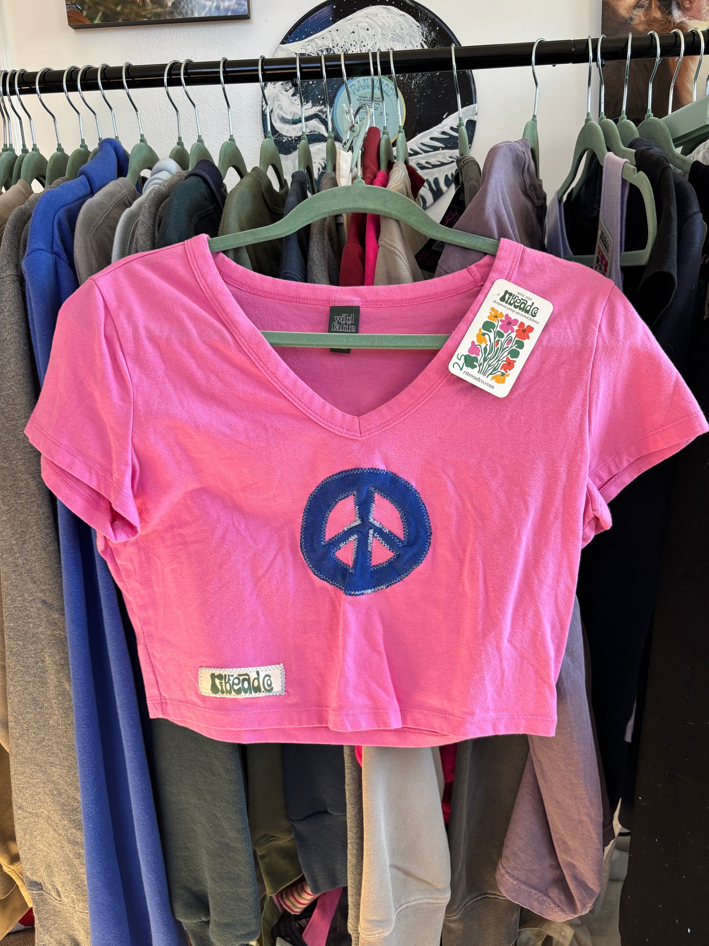 peace cropped baby tee (womens l)